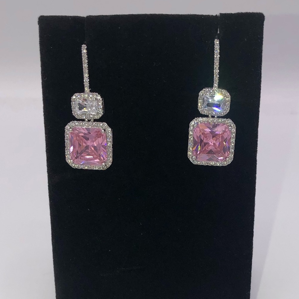 14k 4ct Pink Sapphire Earrings - Picture 12 of 15